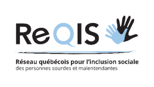 Logo de Réseau québécois pour l'inclusion sociale des personnes sourdes et malentendantes.