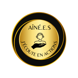 Logo de AÎNÉ(ES) J'ÉCOUTE EN ACTIONS (AJEA). 